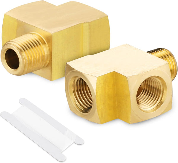 2PCS Barstock Street Tee Fittings, 3/8" NPT Female x 3/8" NPT Male Brass Pipe Fitting