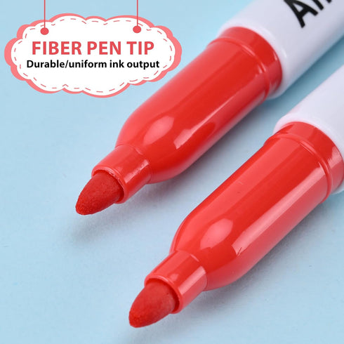 75 Count, Red Permanent Markers Bulk, Quick Drying and Fade Resistant, Fine Point Marker works on Paper, Plastic