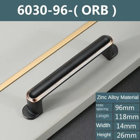 Aoleegatt Handles(6030-96mm-ORB) Black Zinc Alloy Bedside Table Handle, Minimalist Cabinet Pulls for Furniture