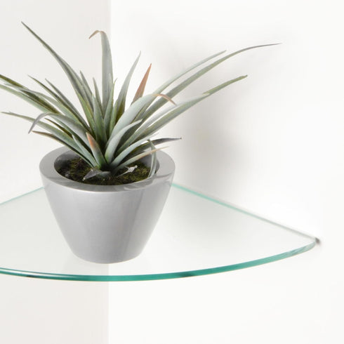 6" 6" 3/8" Dulles Glass x Quarter Round Floating Glass Shelf - Shelf Only - Tempered - Thick - Flat Polished Glass