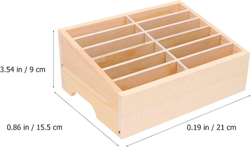 SEWACC Portable Desk Organizer, 3 Pcs Wooden Cell Phone Storage Box with 12 Grids for Home, Office, Classroom
