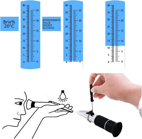 VGVGV 0-25% 0-40% Brix Refractometer, Handheld Alcohol Sugar Refractometer Wine Concentration Meter Densitometer