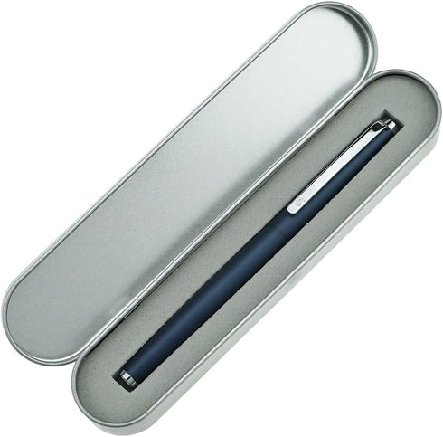 HongDian 525 Dark Blue Fountain Pen, Extra Fine Nib Classic Pen with Metal Case and Refillable Converter
