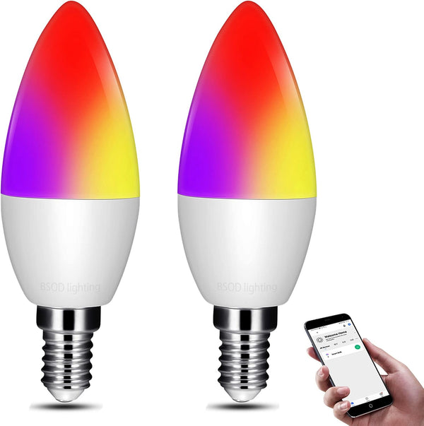 Chandelier Light Bulbs,Smart Candelabra Led Light Bulb E12 Decorative White & Color