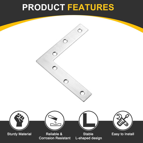 6Pcs 4.72"x4.72" (120x120mm, uxcell L-Shaped Brackets Corner Brace, Corner Bracket Shelf Bracket Right Angle Brackets