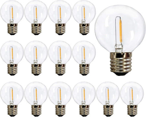 G40 Globe Replacement Bulbs C9/E17 Intermediate Base - 1W G40 Shatterproof LED Filament Warm White (15 Pack)