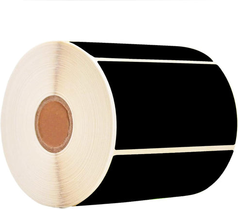 Well Tile 2" x 3" Black Rectangle Color Coding Labels, Permanent Adhesive Write-On Surface - 250 Labels per Roll