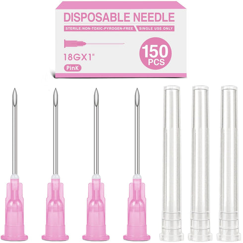 150 Pack 1 Inch 18 Ga Luer Lock Lab Accessories, Individually Packaged Industrial Dispensing Accessories