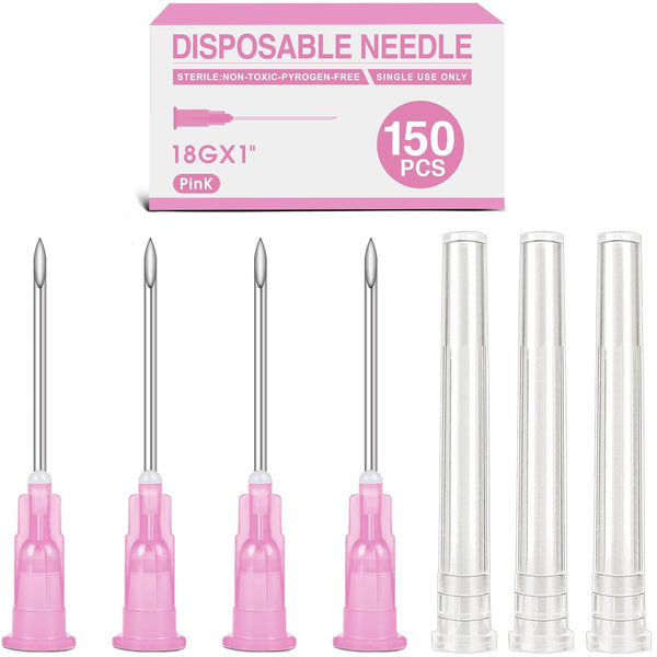 150 Pack 1 Inch 18 Ga Luer Lock Lab Accessories, Individually Packaged Industrial Dispensing Accessories