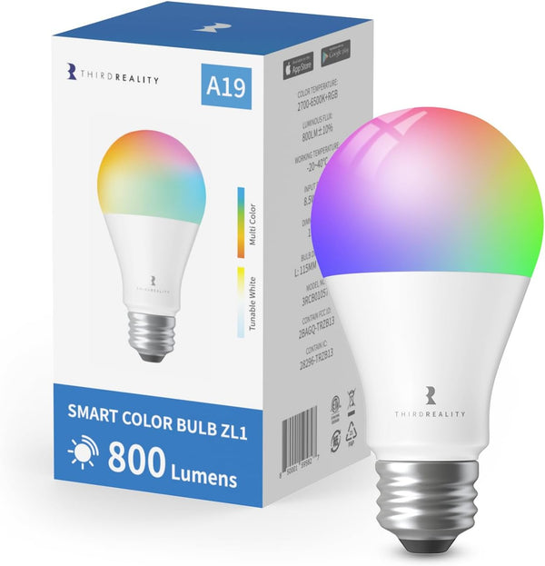 THIRDREALITY Smart Color Bulb ZL1,Zigbee hub Required,Compatible with Home Assistant(ZHA&Z2M),SmartThings,Aeotec,Homey,Hubitat or Echo