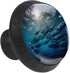 (2) Black Base Underwater Scene with School of Tuna Pattern Cabinet Knobs, Drawer Pulls for Dresser Cupboard Wardrobe