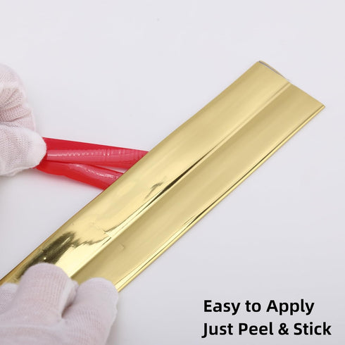 Multifunctional Wall Molding Trim & Corner Guards & Caulk Strip, Apply in Table Edge Door Frame Baseboard for Protection and Decoration, Shiny Gold, 16.4ft x 0.8in by Trimold