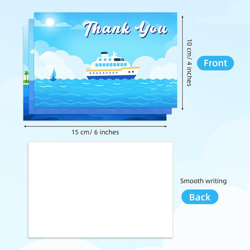 Artreeiger 12 4x6 Inch Cruise Thank You Cards with Envelopes, Cruise Ship Blank Greeting Cards and Envelopes, Thank You