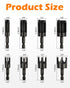 Plug Cutter, 8Pcs Wood Plug Cutters Drill Bit Set with 1/4 Hex Shank, Straight and Tapered Taper Cutting Tool 1/4", 5/16", 3/8", 1/2", Black