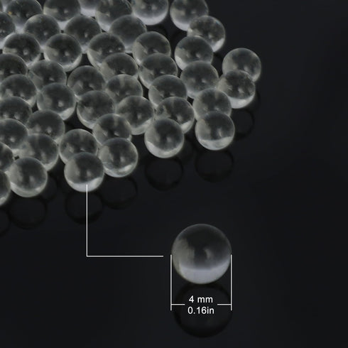 stonylab Round Glass Beads, Solid Glass Balls for Heating and Boiling Prevention Laboratory Clear Glass Boiling Stones, 4 mm Diameter, 1000 Beads per Bag