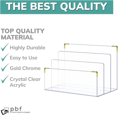 pbf Acrylic File Holder, Clear Desk Organizer with Gold Accents for Mail, Folders, and Magazines