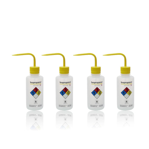 ULAB 4pcs Safety Wash Bottles, Isopropanol Wide-Mouth, LDPE Material, 500ml, UWB1023