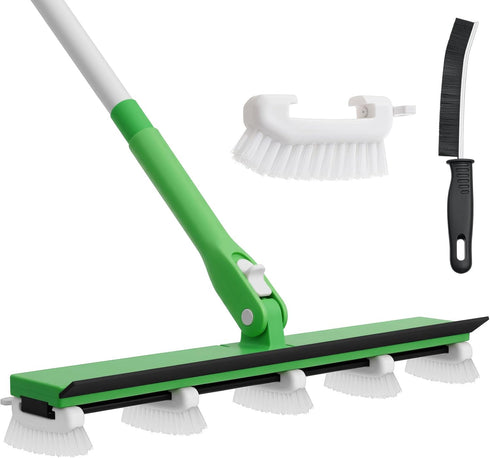 Grout Cleaner Brush with 66'' Long Handle Stiff Bristle Multi-Line Cleaner Adjustable