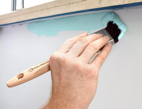 ROLLINGDOG 3PCS Ergonomic Paint Brushes for Walls - Cutting in Brush (1", 2", 3") for Detail Painting