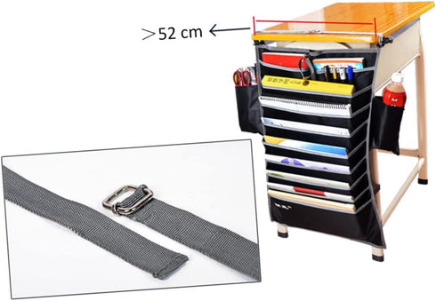 COHEALI Desk Side Storage Bag Oxford Fabric Student Book Organizer Pockets for School Office Dorm (Adjustable Large