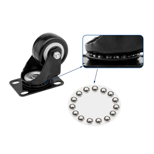 4 PCS 1.5 Inch Heavy Duty Caster Wheels, Polyurethane PU Rubber Swivel Casters, 400lb Capacity, Black