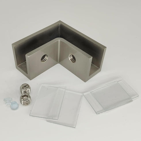 90 Degree Sleeve Over Shower Glass Clamp, Right Angle Connector for Bathroom or Showroom Glass Shower Door