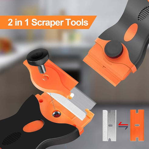 AWJETV 2 Pack 10pcs 10pcs 2-in-1 Razor Blade Scraper Tool With Extra Plastic Blades And Metal Blades, Scraper Tool