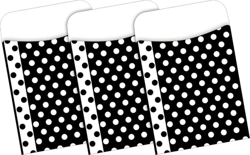 Barker Creek Designer File Folder and Library Pockets, Black & White Dot, 12 File Folders and 30 Pockets