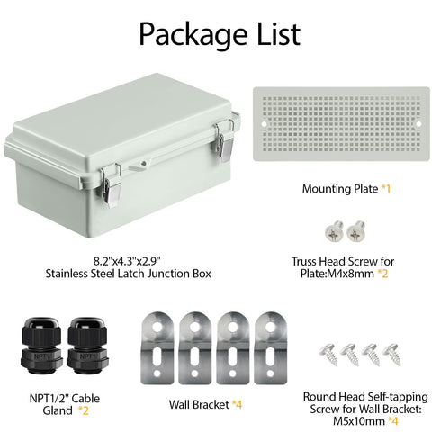LeMotech Electrical Box, IP67 Waterproof Hinged Cover Junction Box, ABS Plastic Enclosure with Mounting Plate, Wall