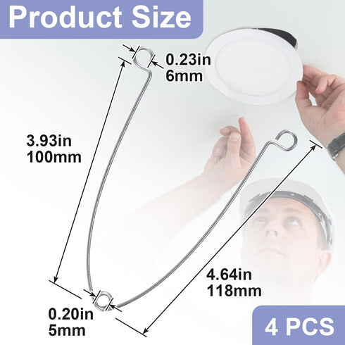 VARMDUKKE 4pcs 4.64 Inch Recessed Light Fixtures Spring Clips, Half Length Metal Spring Clips for Lights, Ceiling