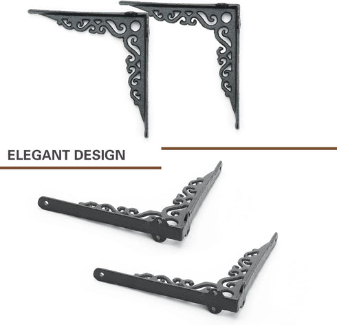 90 2PC 18.5CM/7.3Inch Sungmor Cast Iron Heavy Duty Shelf Brackets - Rustproof Sturdy Right Angle Wall Hanging Supoort