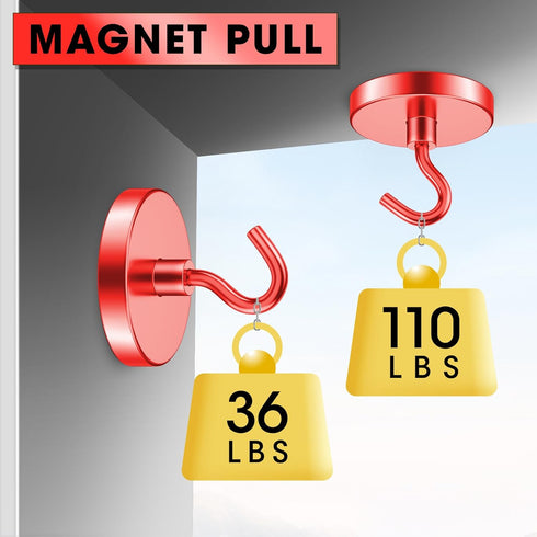 VNDUEEY Heavy Duty Magnetic Hooks, 110 Lbs Strong Neodymium Metal Hooks for Fridge, Hanging, Toolbox, Coat and Storage