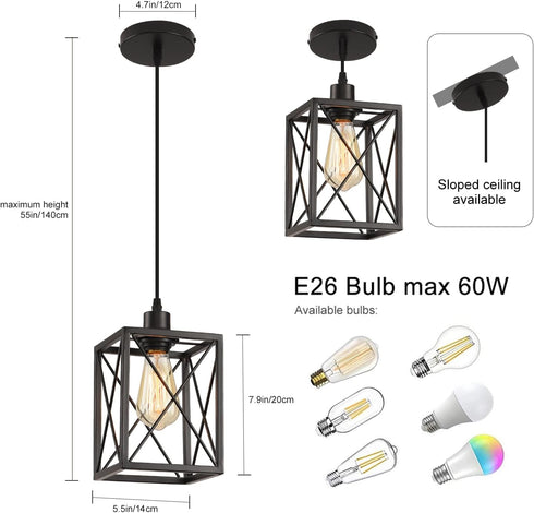 CAFULAM (1 Pack Black Pendant Lighting Modern Pendant Light, Adjustable Pendant Light Fixture,Pendant Lights Kitchen