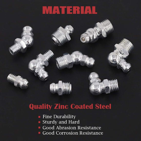Hilitchi 123Pcs Metric Hydraulic Zerk Grease Fittings Assortment Kit