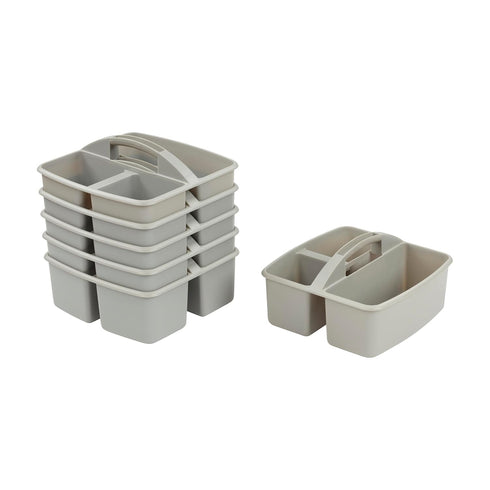 ECR4Kids 3-Compartment Storage Caddy, Grey Supply Organizer, 6-Pack for Classroom and Office Organization