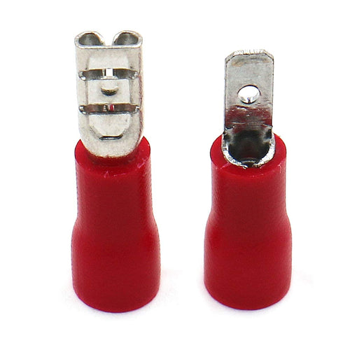Baomain 0.11" Female & Male Spade Connectors - 22-16 AWG Insulated Crimp Terminals Quick Disconnect Electrical Wire