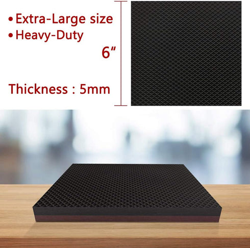 Yelanon Non Slip Furniture Pads, 8 Pcs 6" Grippers for Hardwood Floors, Self Adhesive Rubber Furniture Feet
