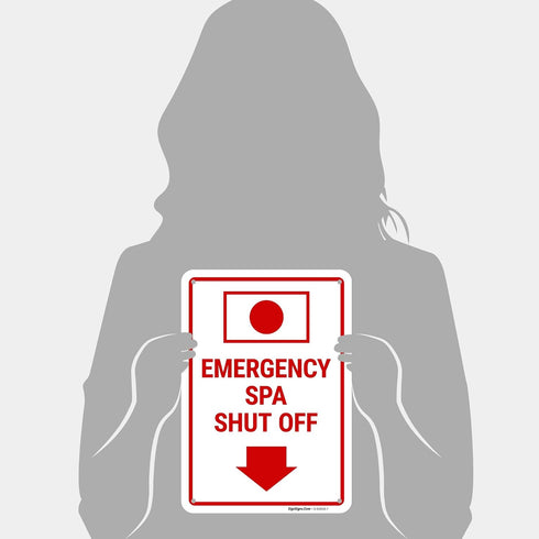 Sigo Signs 10x7 Inches, 55 Emergency Spa Shut Off Sign, mil Thick HDPS (high Density polystyrene), Made in USA