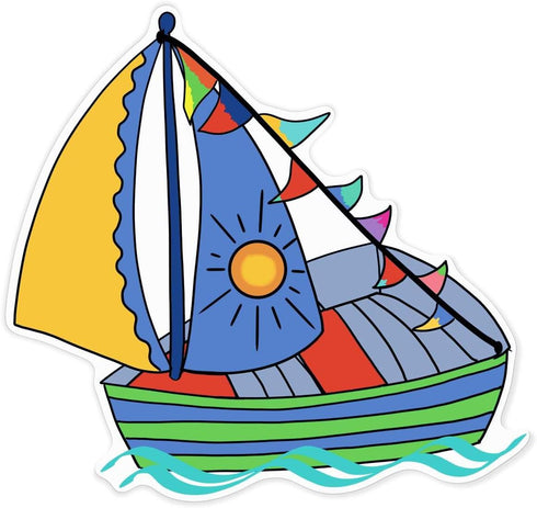 Azeeda 'Toy Sailing Boat' White Premium Vinyl Decal Sticker Waterproof, Durable & Easy