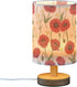 ALAZA Bedside Table Lamp for Bedroom Red Poppy Floral Nightstand LED Light Lamps with USB Port Linen Fabric Shade Table