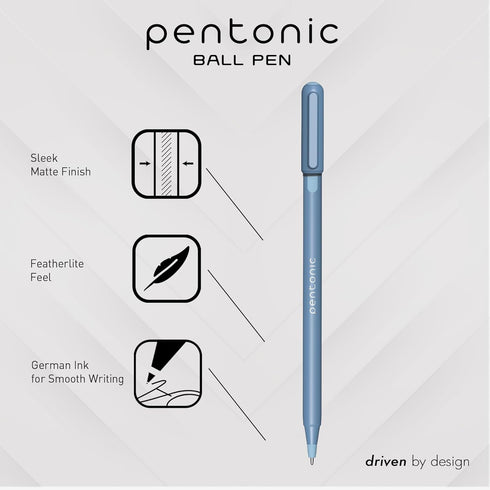 Pentonic Ballpoint Pens, 10 Count, Frosted Pale Blue Barrel with Blue Ink, 0.7 mm Fine Point, Smooth Writing For Journaling & Note Taking (PEN13085) by Pentonic