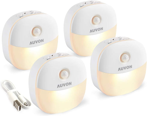 AUVON Rechargeable Battery Night Light, Mini with Motion Sensor, Warm White LED