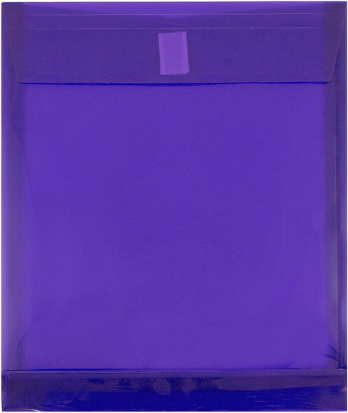 JAM PAPER Plastic Expansion Envelopes, Hook & Loop Closure, Letter Open End, Purple, 12 Pack