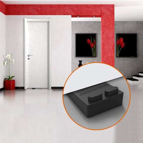 Thin Door Stop Rubber Wedge - Flexible Non-Scratching Door Holder for Bottom of Door, Smart Stackable Design - Black