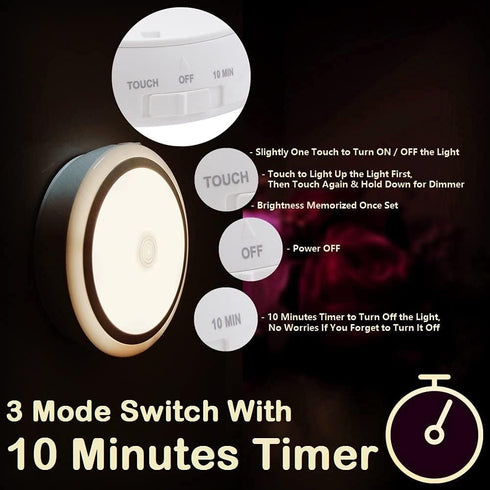 RTSU Dimmable Closet Rechargeable Touch Light with Timer, Kids Baby Nursery Night Light Lamp, Stick-on Anywhere LED