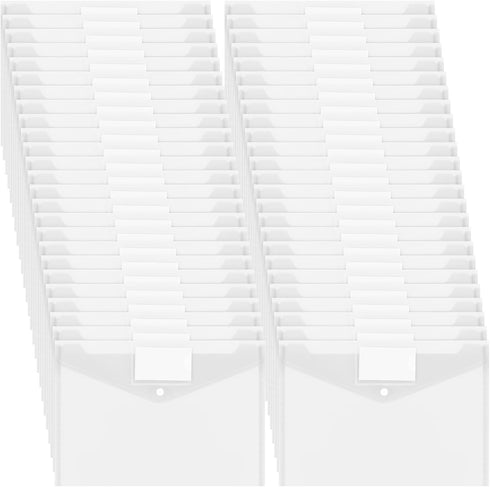 Yeaqee 50 Pcs Poly Envelopes, Clear File Folders with Snap Button Closure, US Letter A4 Size, Label Pocket