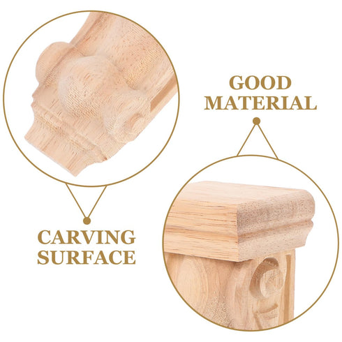 4.32 2.36 1.57 Inch Luxshiny Hand Carved Wood Corbel: Solid Wood Roman Column Head Decorative Shelf Brackets