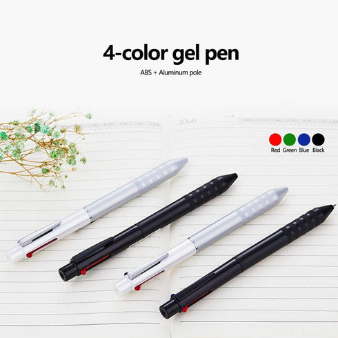 DUNBONG 4 In 1 Multi Color Pen, White, Black, Blue, Red, Green, Metal Gel Ballpoint Pen, 1 Count