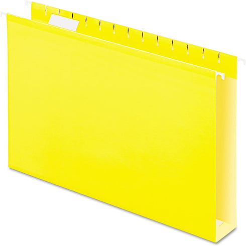 Pendaflex Extra Capacity Reinforced Hanging Folders - Legal Size, Yellow, 2", 25/BX
