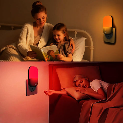 Omndpou 670nm Bulbs Sleep-2 Function,Dimmable Bulbs 2 Pack Red Light Night Light for Color Modes (Red,Yellow)